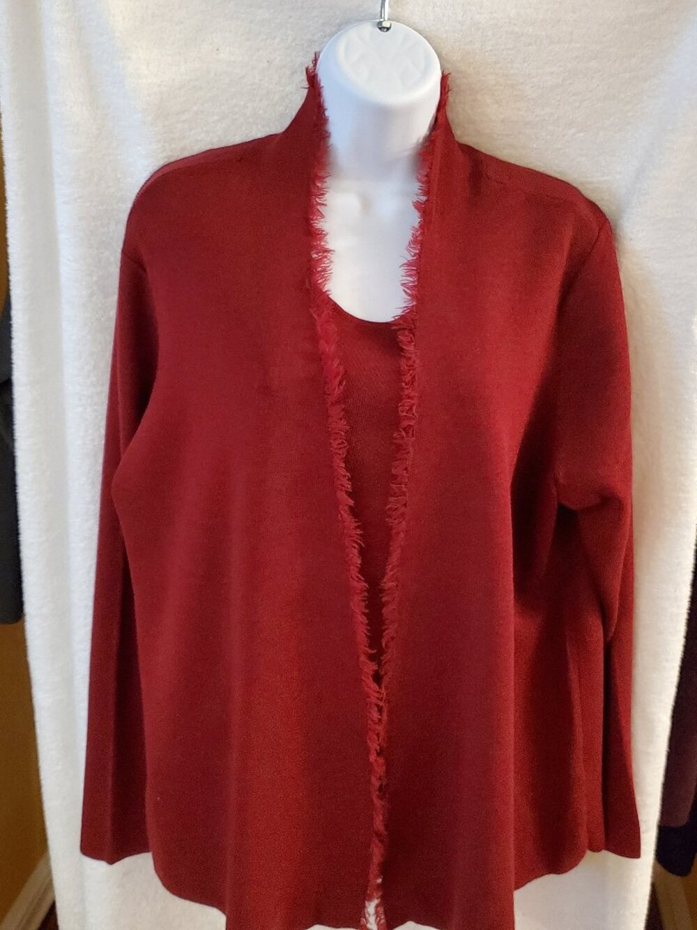 Eileen Fisher heavy weight women’s burgundy wool ponte knit twin-set sz 1X